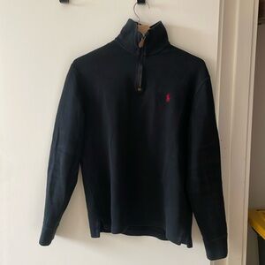 Polo by Ralph Lauren Black Quarter-Zip Sweater with Red Pony